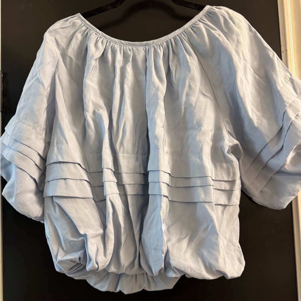 light blue Maeve bubble-hem blouse for Anthropologie - Picture 6 of 6